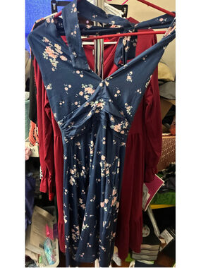 Women's HUHOT Floral Mini Dress, Size S, Blue and Pink